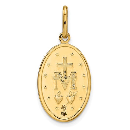 14K Gelbgold Poliert und Matt Oval Wundertätig Medaille
