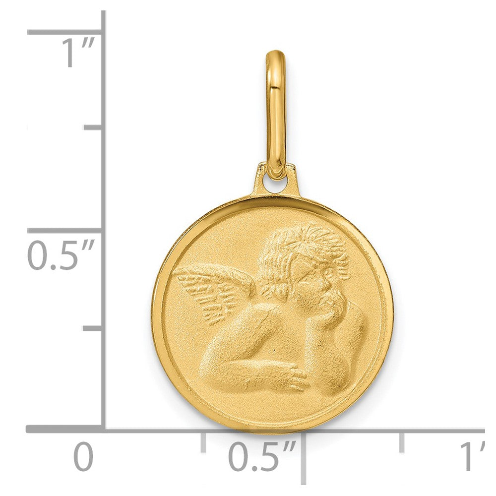 14K Gelbgold Poliert und Matt Engel Anhänger