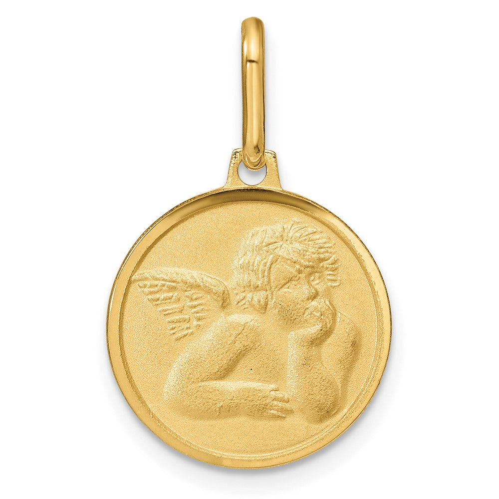 14K Gelbgold Poliert und Matt Engel Anhänger