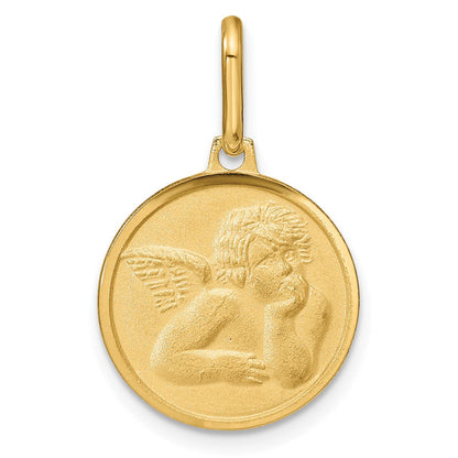 14K Gelbgold Poliert und Matt Engel Anhänger