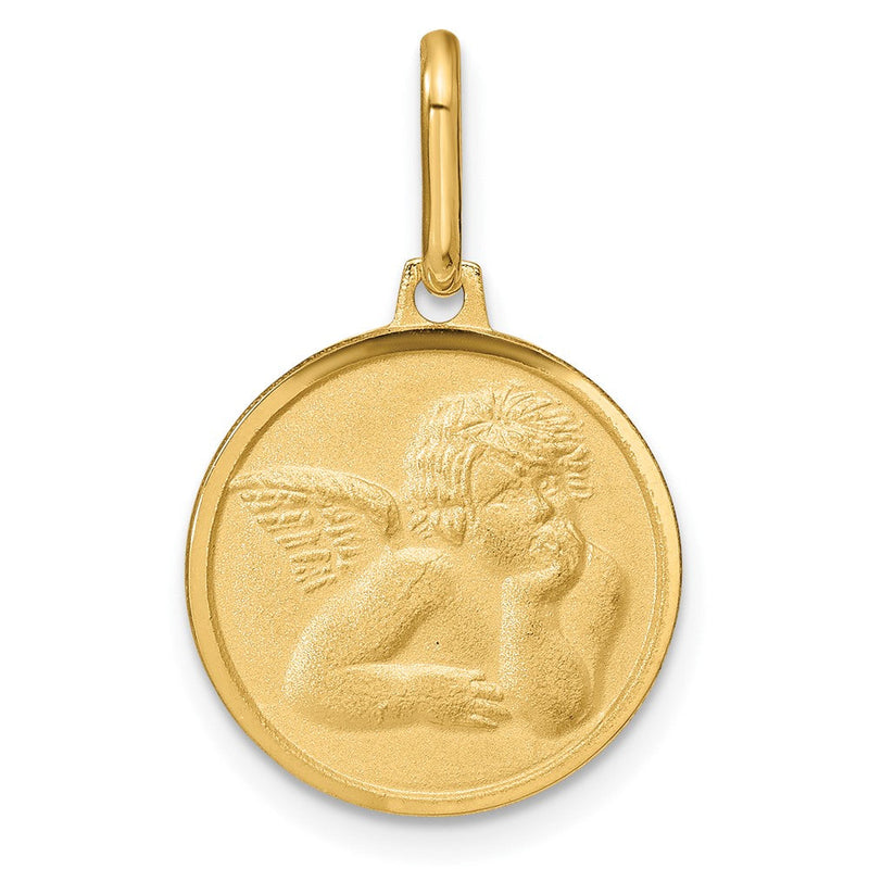 14K Gelbgold Poliert und Matt Engel Anhänger