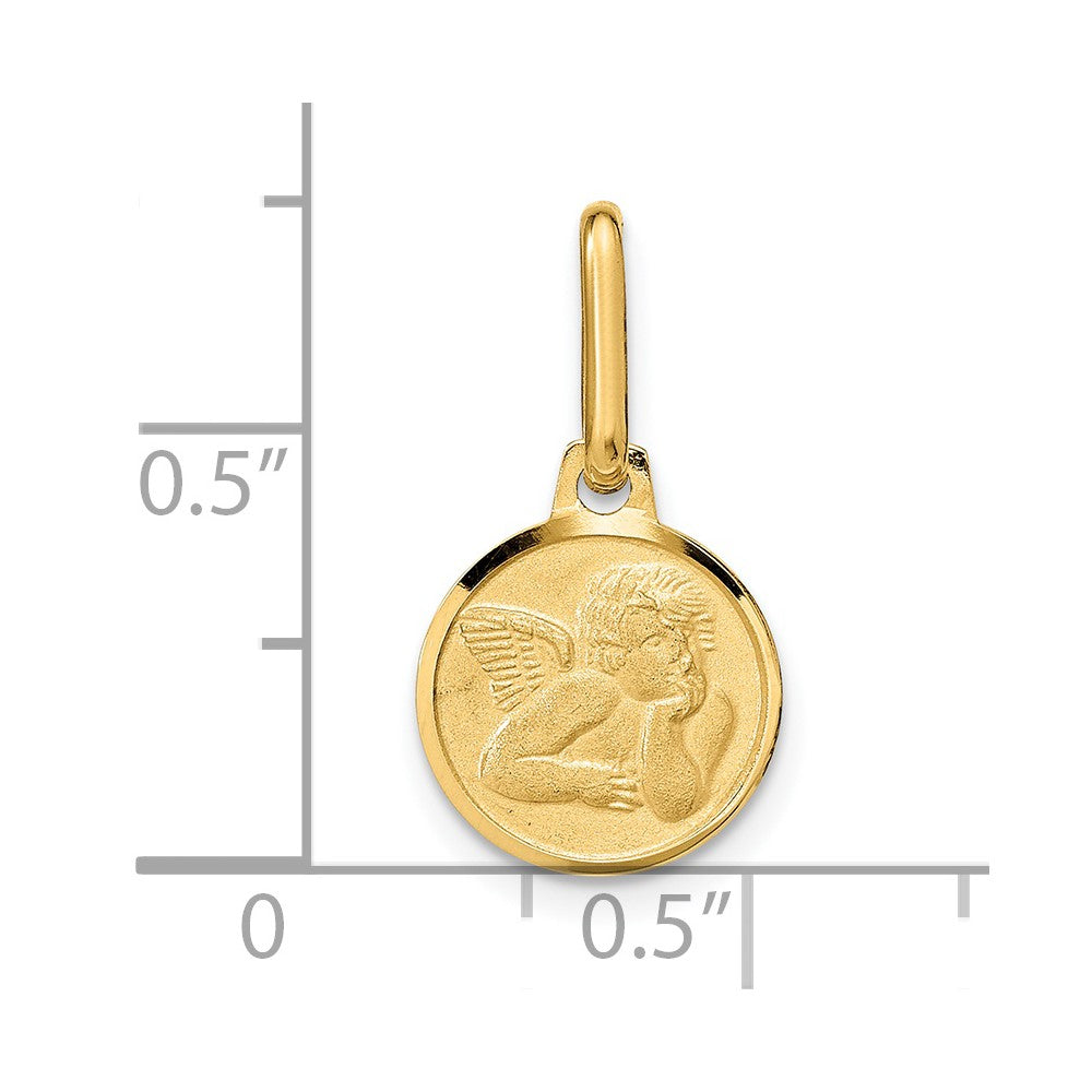 14K Gelbgold Poliert und Matt Engel Anhänger
