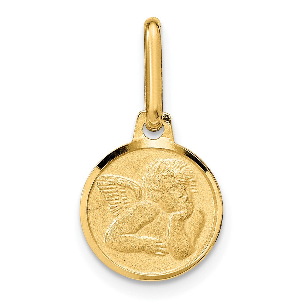14K Gelbgold Poliert und Matt Engel Anhänger