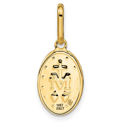 14K Gelbgold Poliert und Matt Oval Wundertätig Medaille