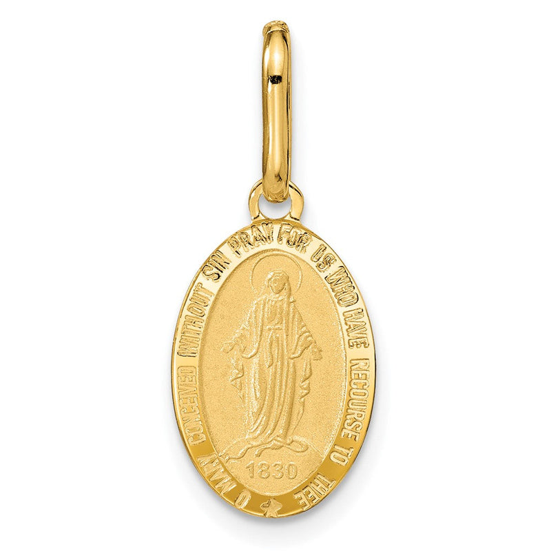 14K Gelbgold Poliert und Matt Oval Wundertätig Medaille