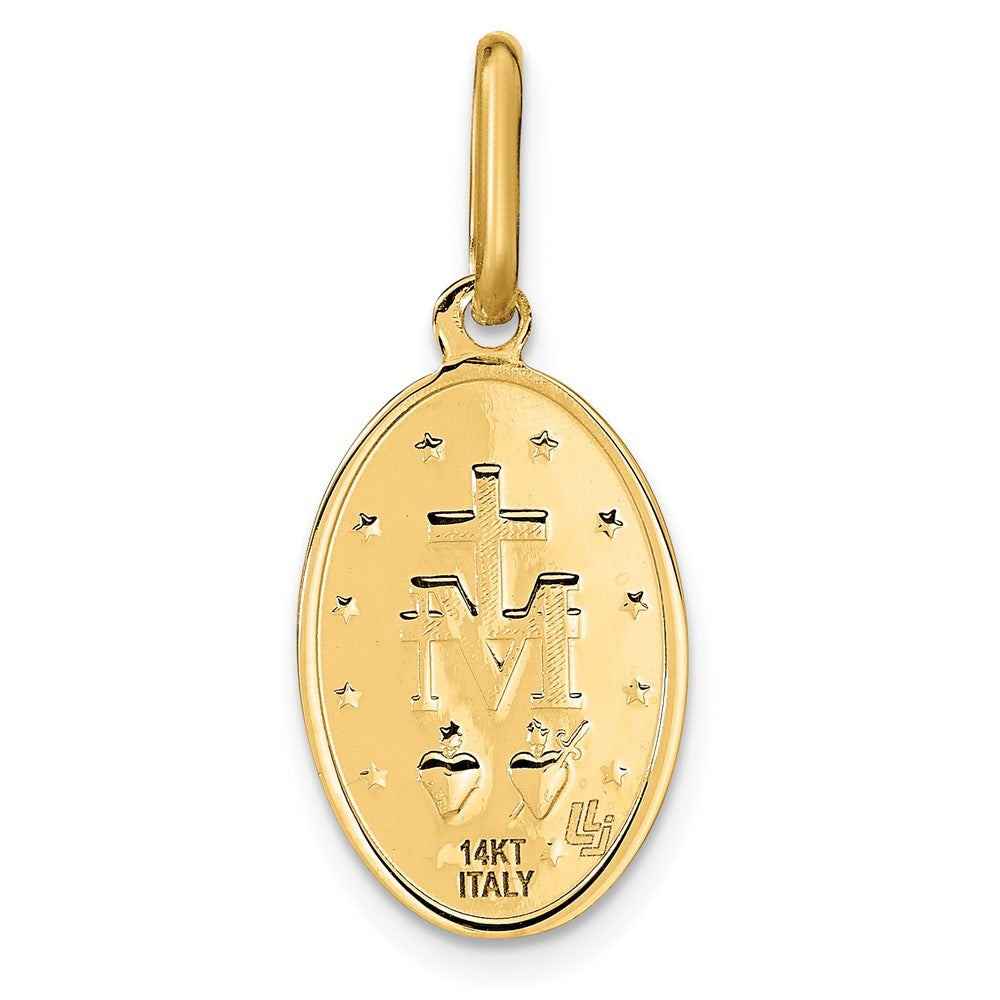 14K Gelbgold Poliert und Matt Oval Wundertätig Medaille
