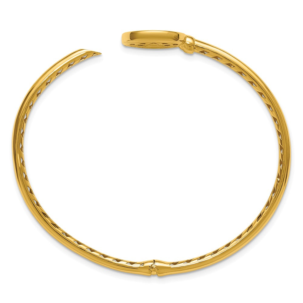 14K Gelbgold Poliert und Matt Münze Klappbar Armreif