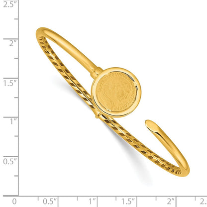 14K Gelbgold Poliert und Matt Münze Klappbar Armreif