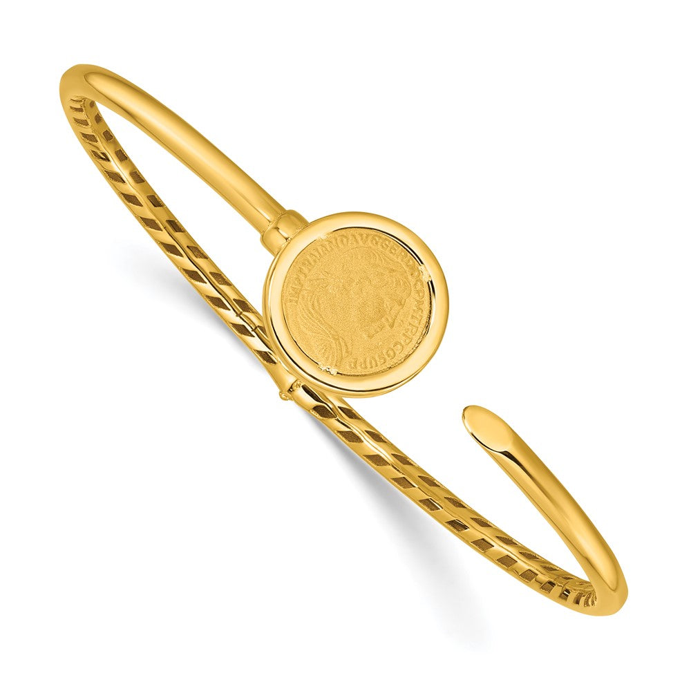 14K Gelbgold Poliert und Matt Münze Klappbar Armreif