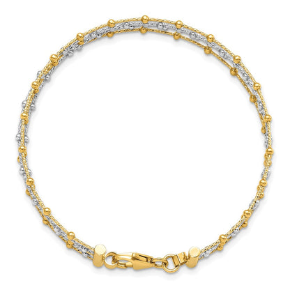 14K Bicolor Gekugelt Multi Strang Draht Armreif