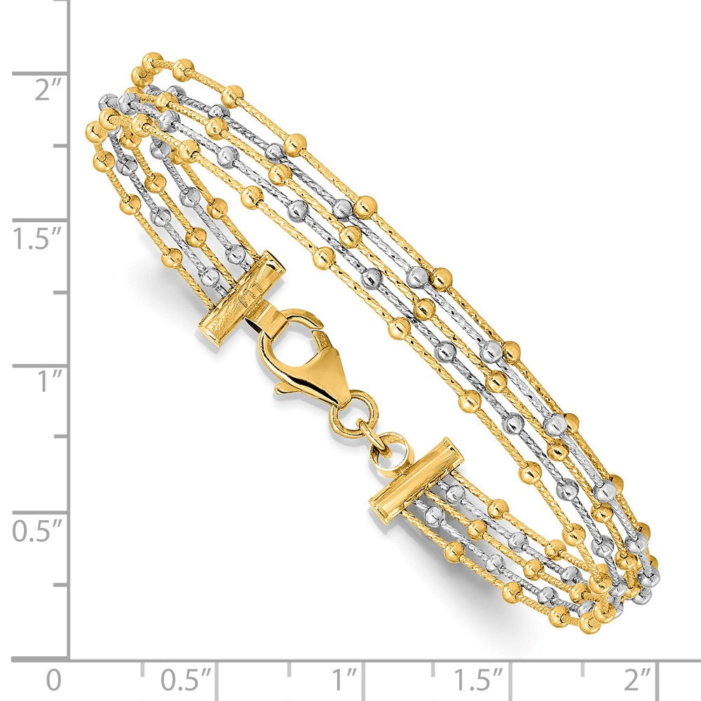 14K Bicolor Gekugelt Multi Strang Draht Armreif