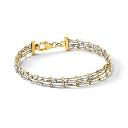 14K Bicolor Gekugelt Multi Strang Draht Armreif
