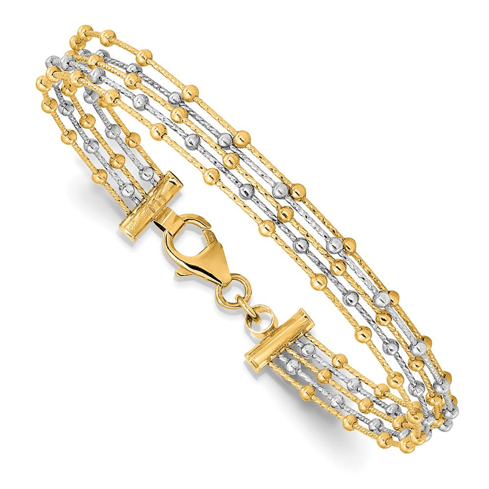 14K Bicolor Gekugelt Multi Strang Draht Armreif