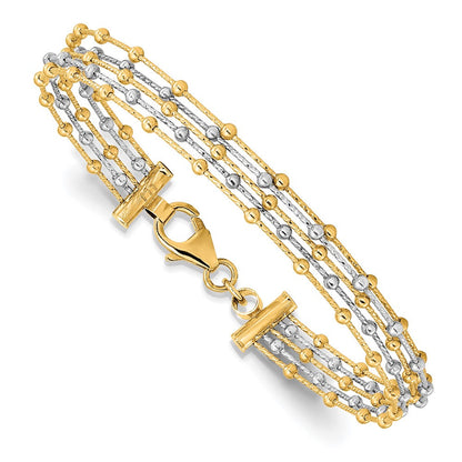14K Bicolor Gekugelt Multi Strang Draht Armreif