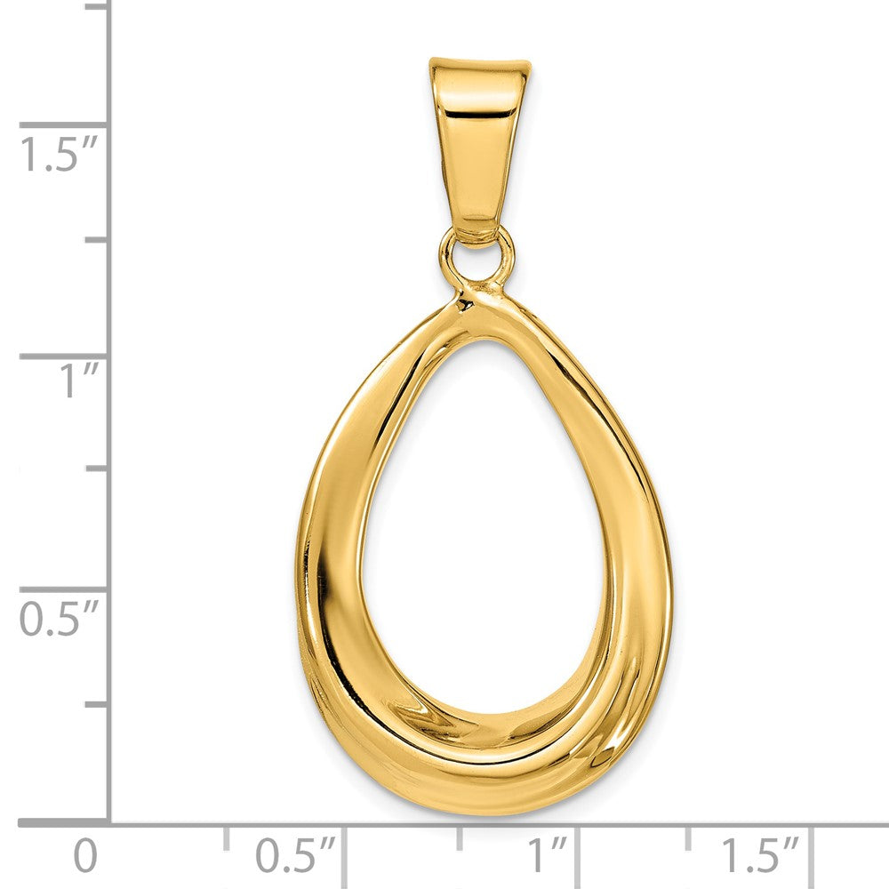 14K Gelbgold Poliert Offen Tropfen Anhänger