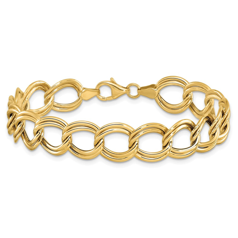 14K Gelbgold Poliert Doppelt Glieder Armband