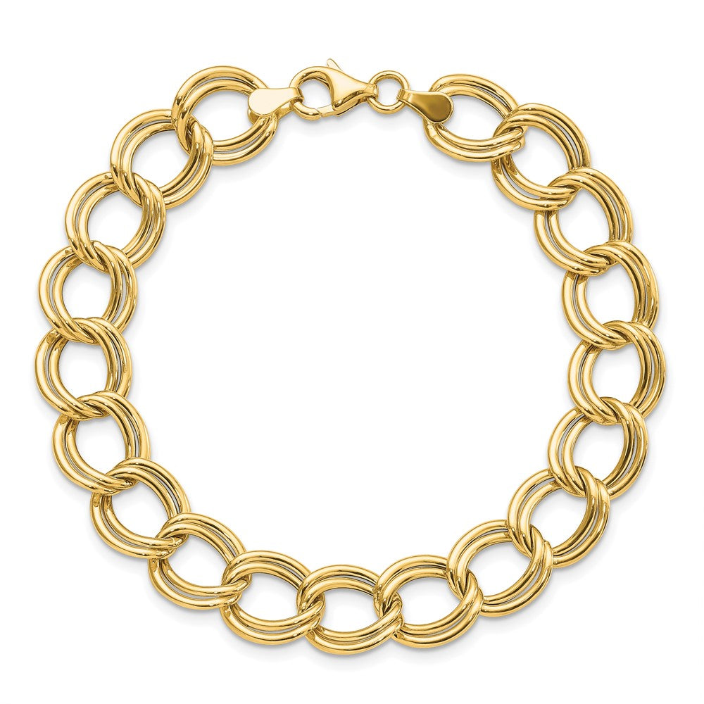 14K Gelbgold Poliert Doppelt Glieder Armband