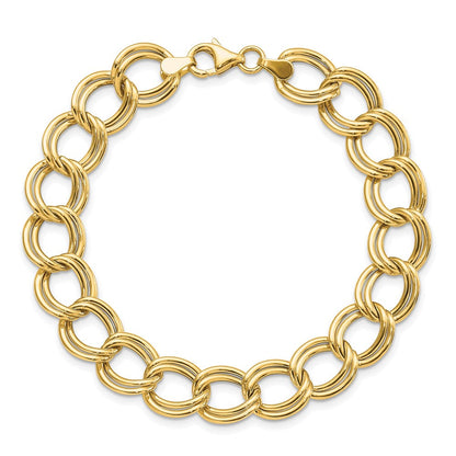 14K Gelbgold Poliert Doppelt Glieder Armband