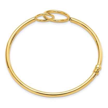 14K Gelbgold Poliert Doppelt Circled Klappbar Armreif