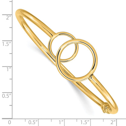 14K Gelbgold Poliert Doppelt Circled Klappbar Armreif
