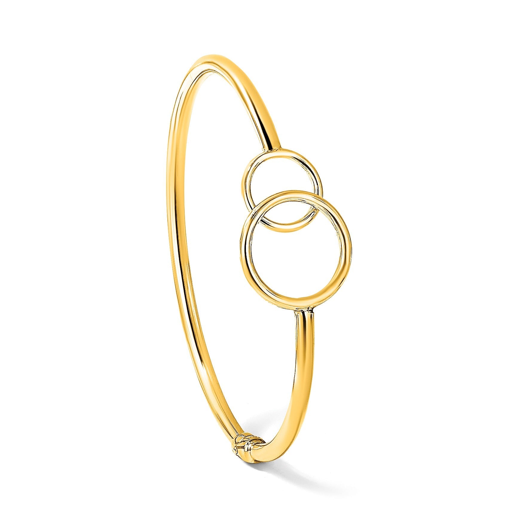14K Gelbgold Poliert Doppelt Circled Klappbar Armreif