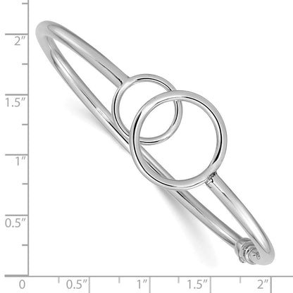 14K Weißgold Poliert Doppelt Circled Klappbar Armreif