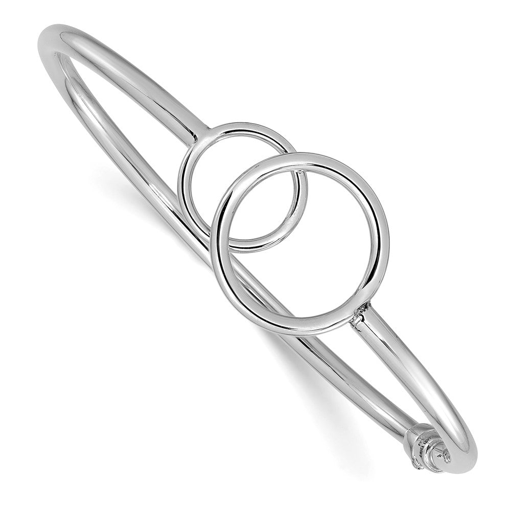 14K Weißgold Poliert Doppelt Circled Klappbar Armreif