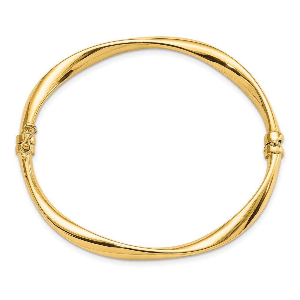 14K Gelbgold Poliert Gedreht Klappbar Armreif