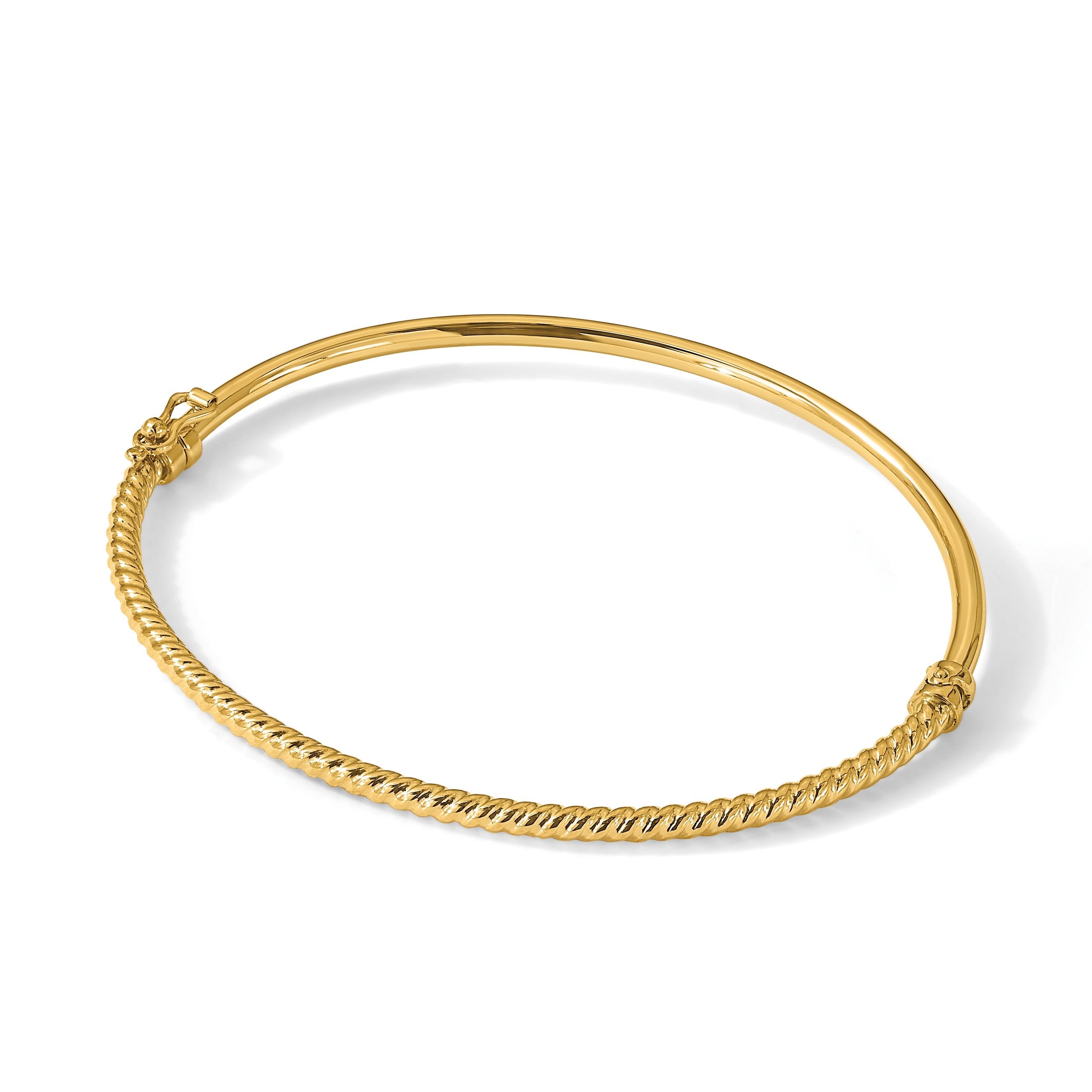14K Gelbgold Poliert Strukturiert Klappbar Armreif