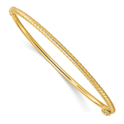 14K Gelbgold Poliert Strukturiert Klappbar Armreif