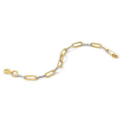 14K Gelb & Rhodium Weiß Poliert / Diamantiert Glieder Armband