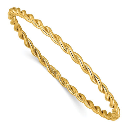 14K Gelbgold Poliert Gedreht Schieber auf Armreif