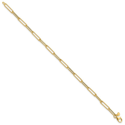 14K Gelbgold Poliert und Strukturiert Büroklammer Glieder Gliederarmband