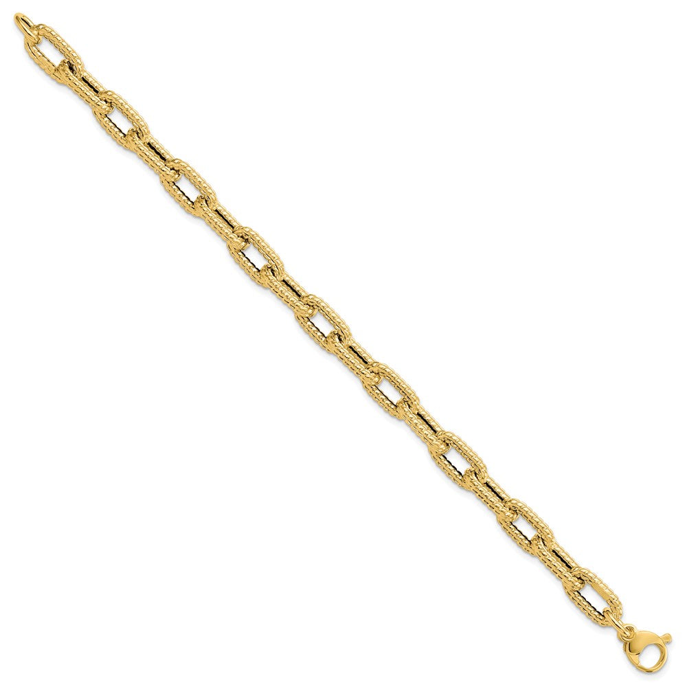 14K Gelbgold Strukturiert Hohl Fantasieglieder Armband