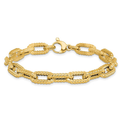 14K Gelbgold Strukturiert Hohl Fantasieglieder Armband