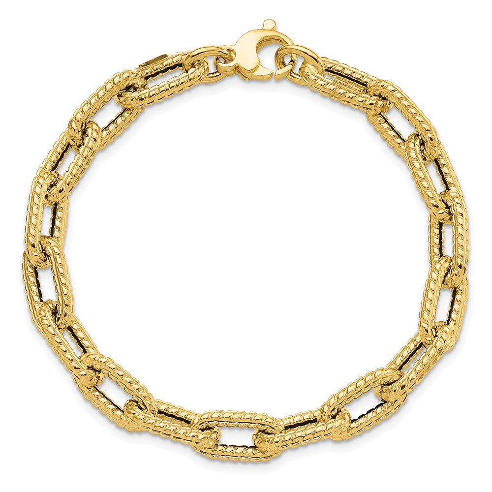14K Gelbgold Strukturiert Hohl Fantasieglieder Armband