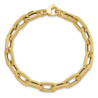 14K Gelbgold Strukturiert Hohl Fantasieglieder Armband