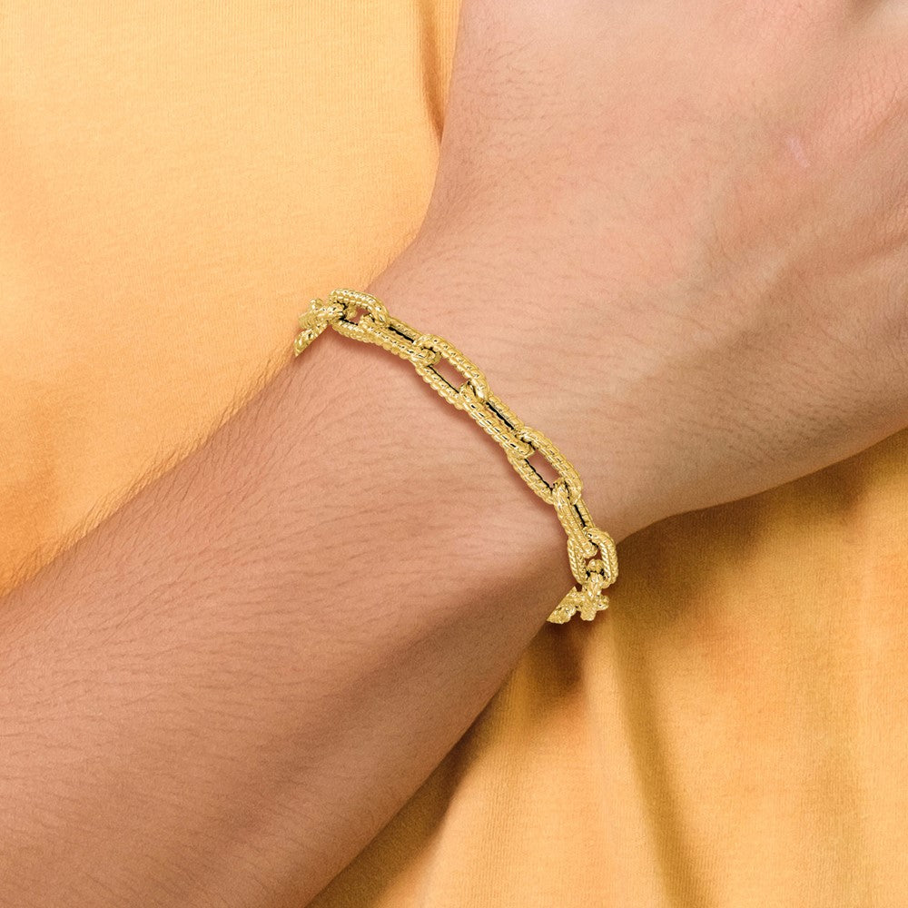 14K Gelbgold Strukturiert Hohl Fantasieglieder Armband
