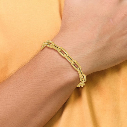 14K Gelbgold Strukturiert Hohl Fantasieglieder Armband