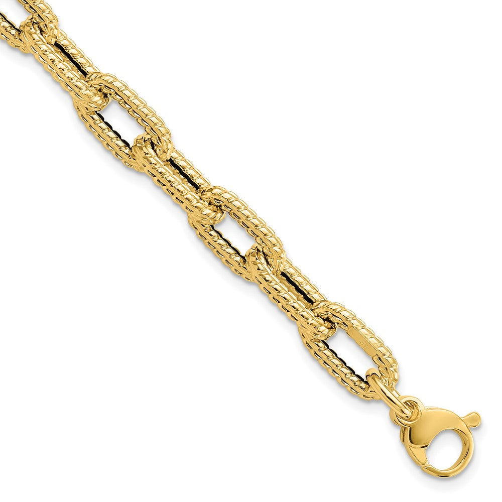 14K Gelbgold Strukturiert Hohl Fantasieglieder Armband