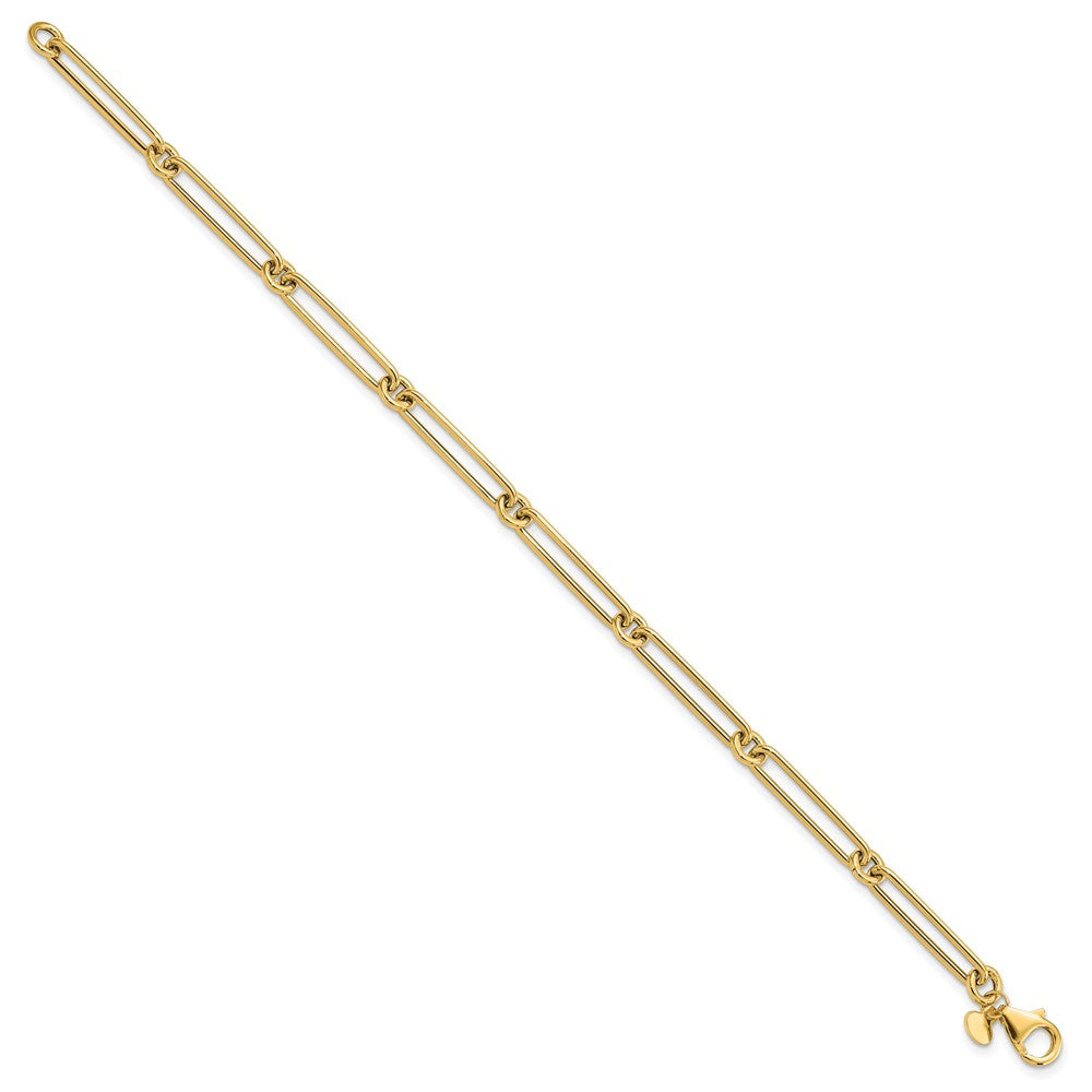 14K Gelbgold Poliert Hohl Büroklammer Glieder Armband