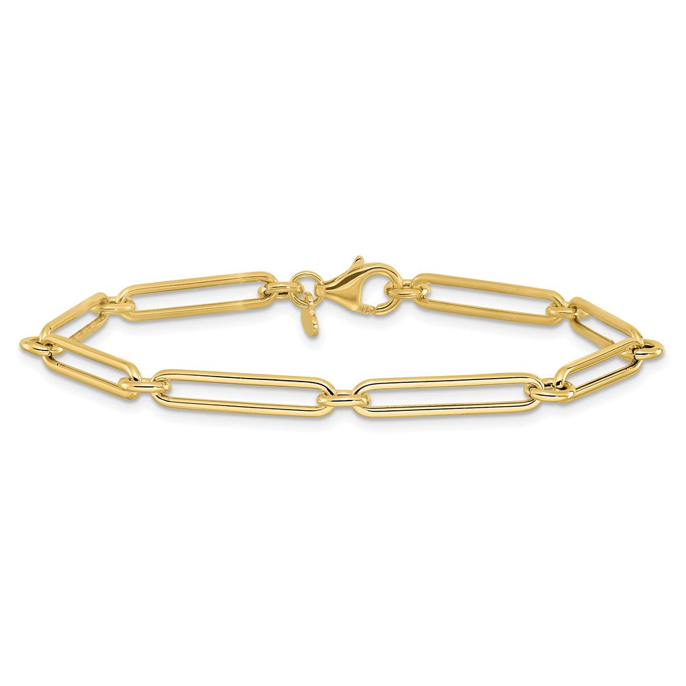 14K Gelbgold Poliert Hohl Büroklammer Glieder Armband