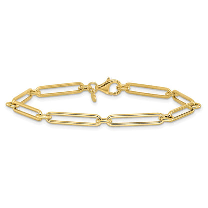 14K Gelbgold Poliert Hohl Büroklammer Glieder Armband