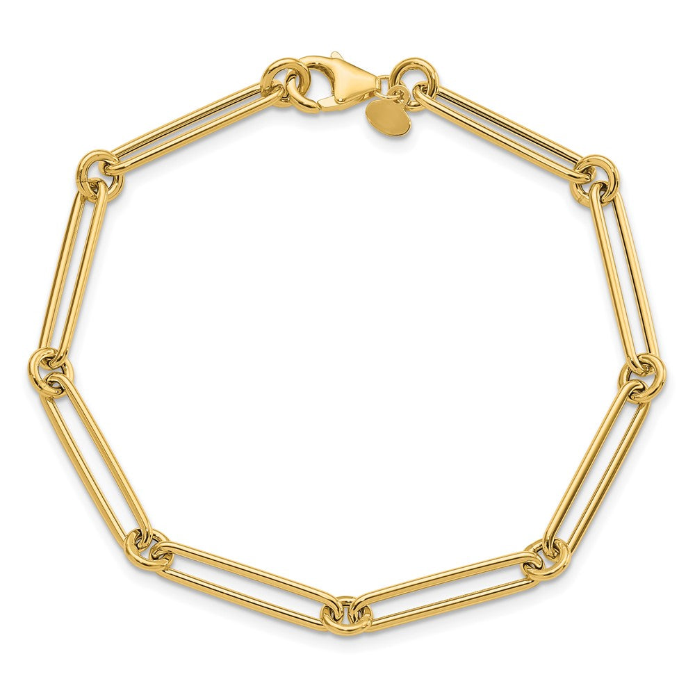 14K Gelbgold Poliert Hohl Büroklammer Glieder Armband