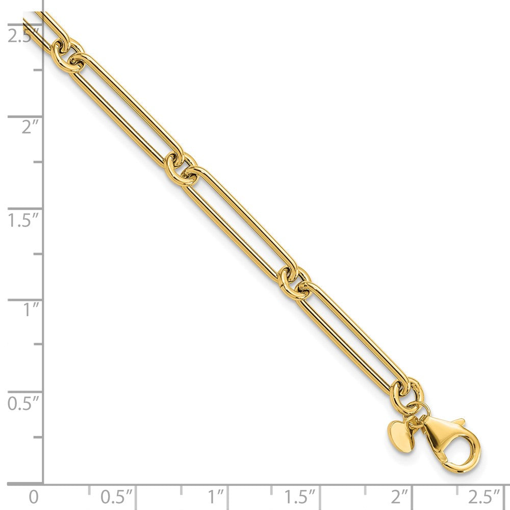 14K Gelbgold Poliert Hohl Büroklammer Glieder Armband