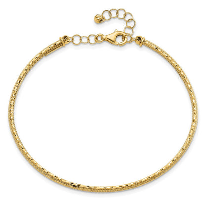 14K Gelbgold Diamantiert und Strukturiert mit Sicherheits Kette Armreif