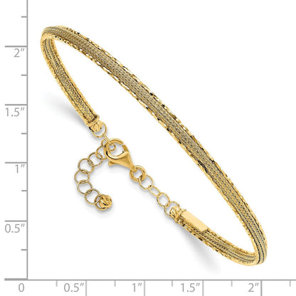14K Gelbgold Diamantiert und Strukturiert mit Sicherheits Kette Armreif
