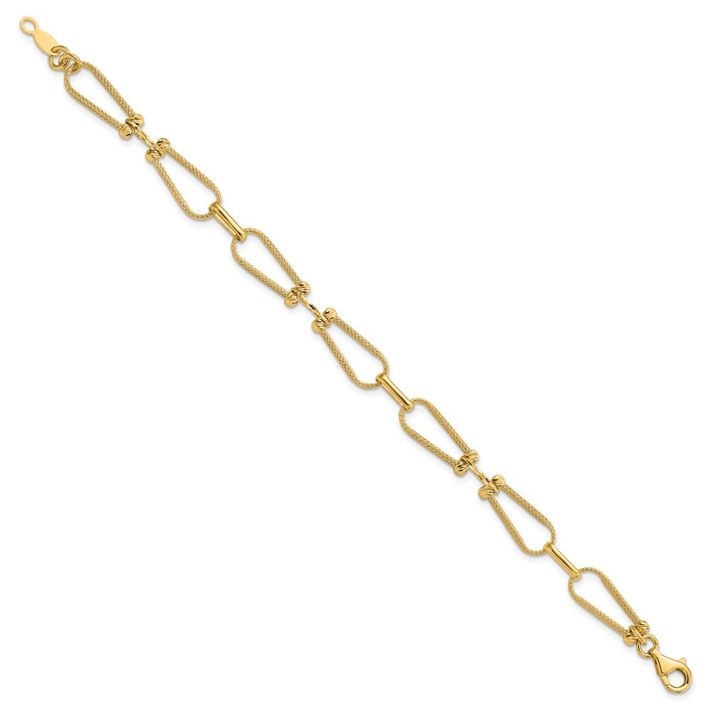 14K Gelbgold Diamant Schliff und Strukturiert Fantasieglieder Armband