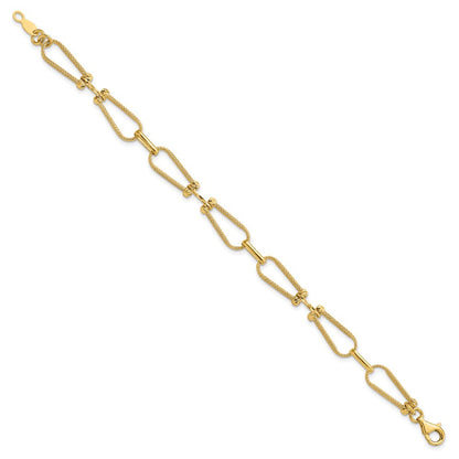 14K Gelbgold Diamant Schliff und Strukturiert Fantasieglieder Armband