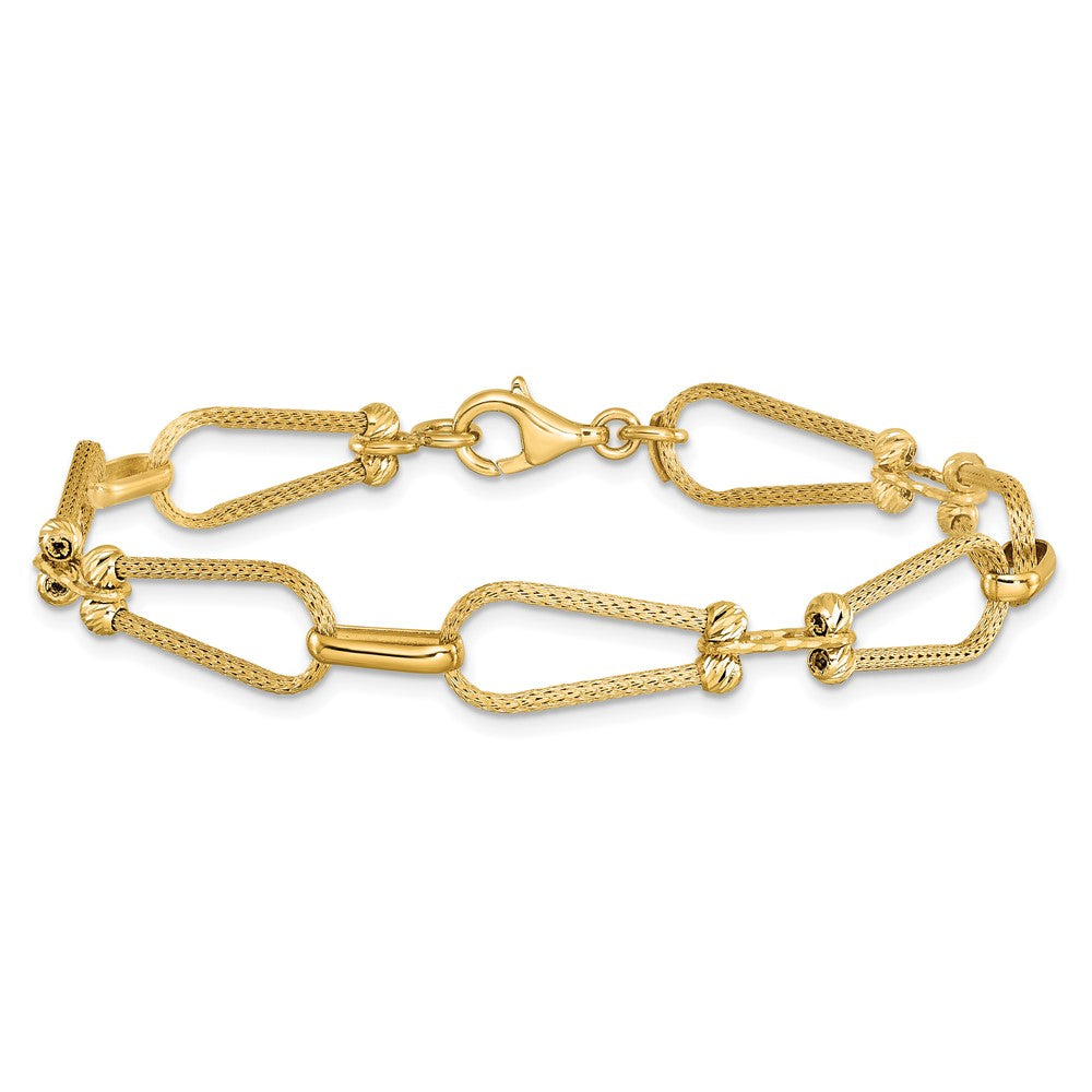 14K Gelbgold Diamant Schliff und Strukturiert Fantasieglieder Armband